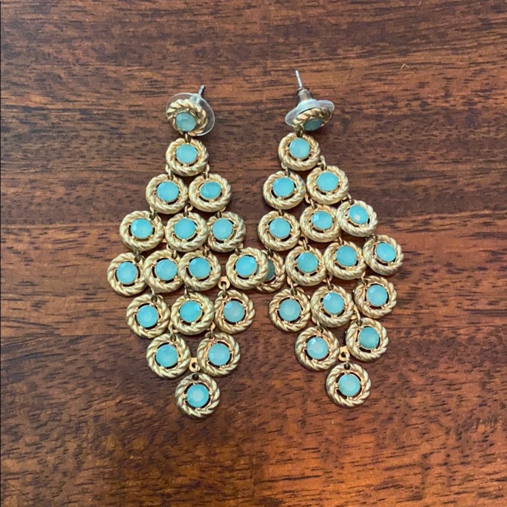 Gold & green chandelier earrings